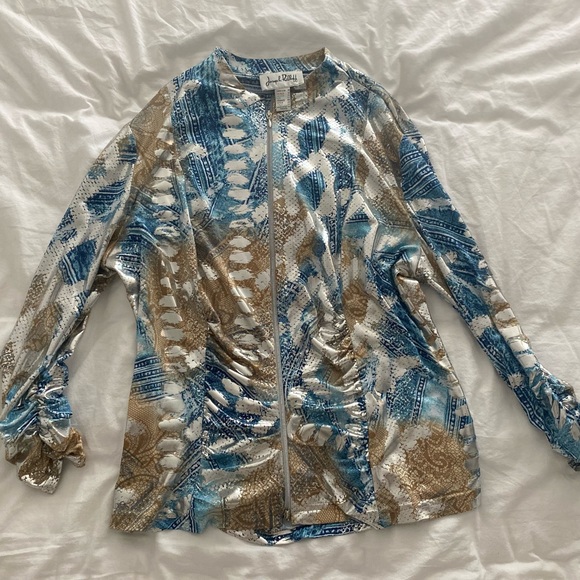 Ribkoff thin 3/4 ruched sleeve shiny blazer - Picture 7 of 9